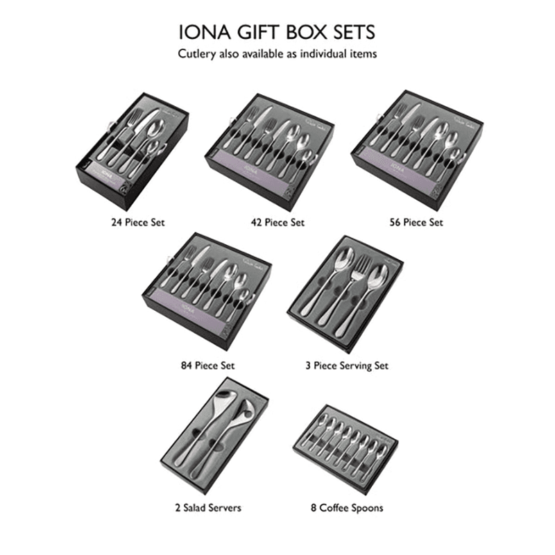 Iona 42 Piece Cutlery Set, Stainless Steel