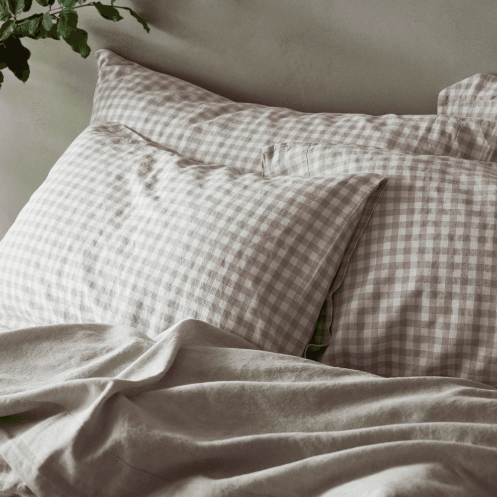 Gingham Linen Blend Pair of Pillowcases