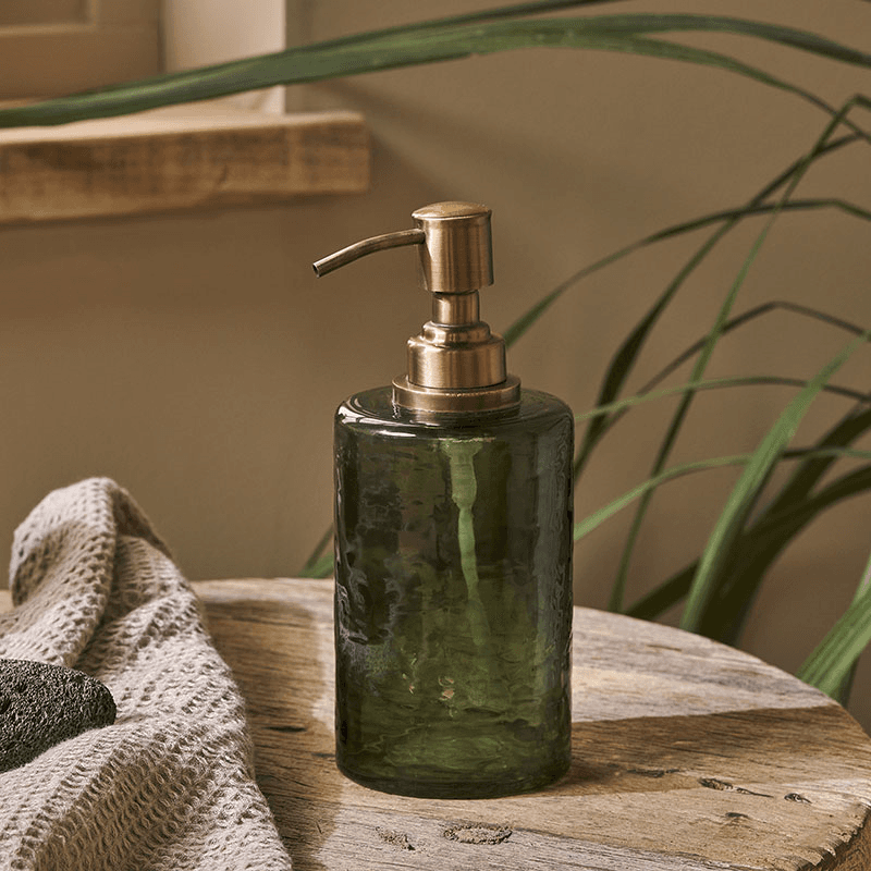 Ilcoso Recycled Hammered Glass Soap Dispenser, Green