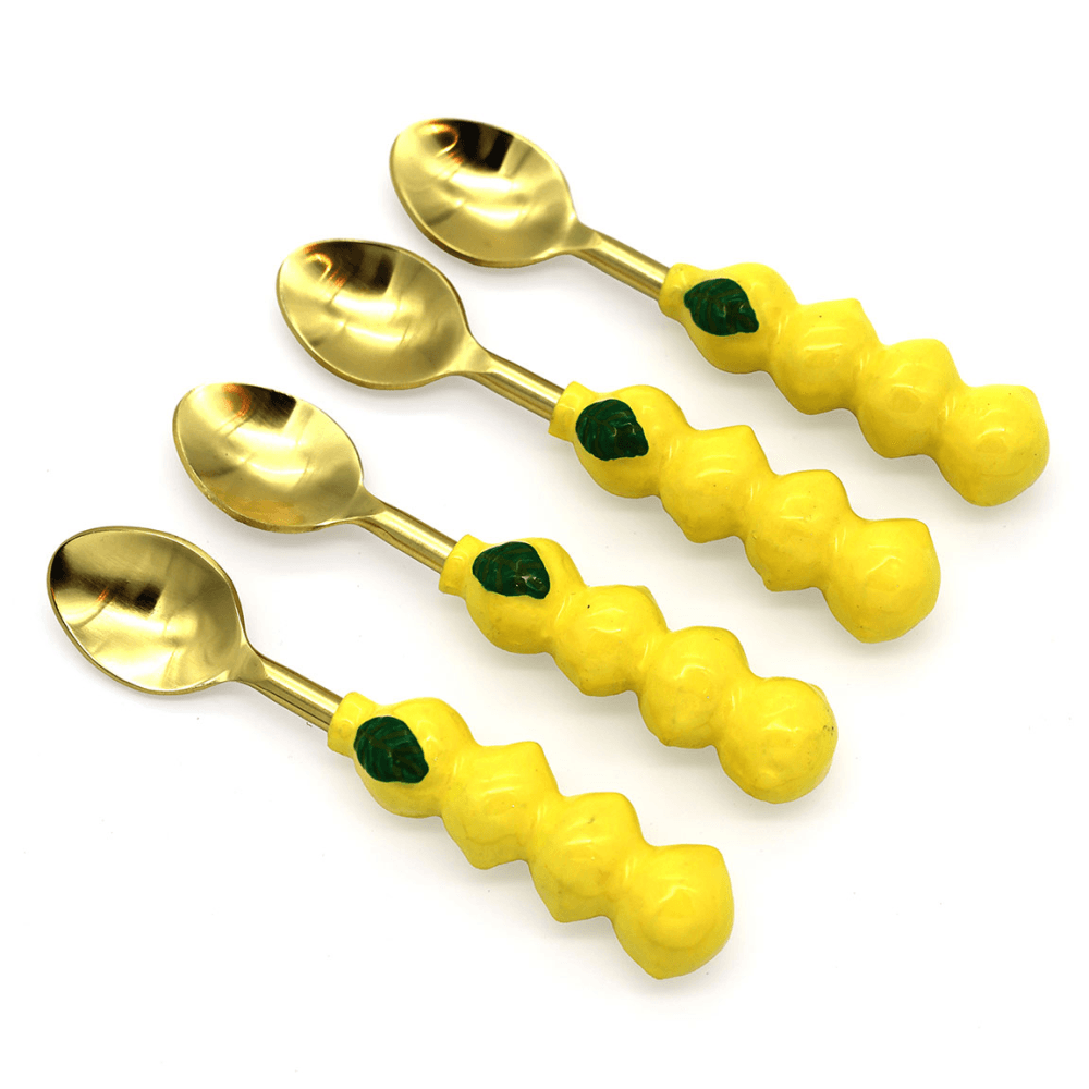 Lemon Set of 4 Coffee Spoons, Yellow