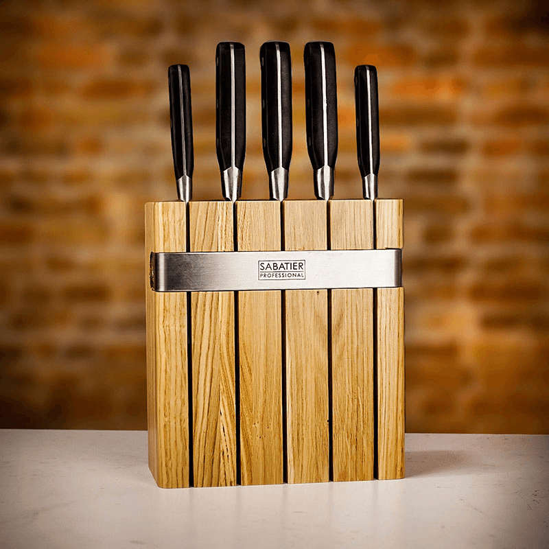 Knife Block with 5 Sabatier Knives, Oak