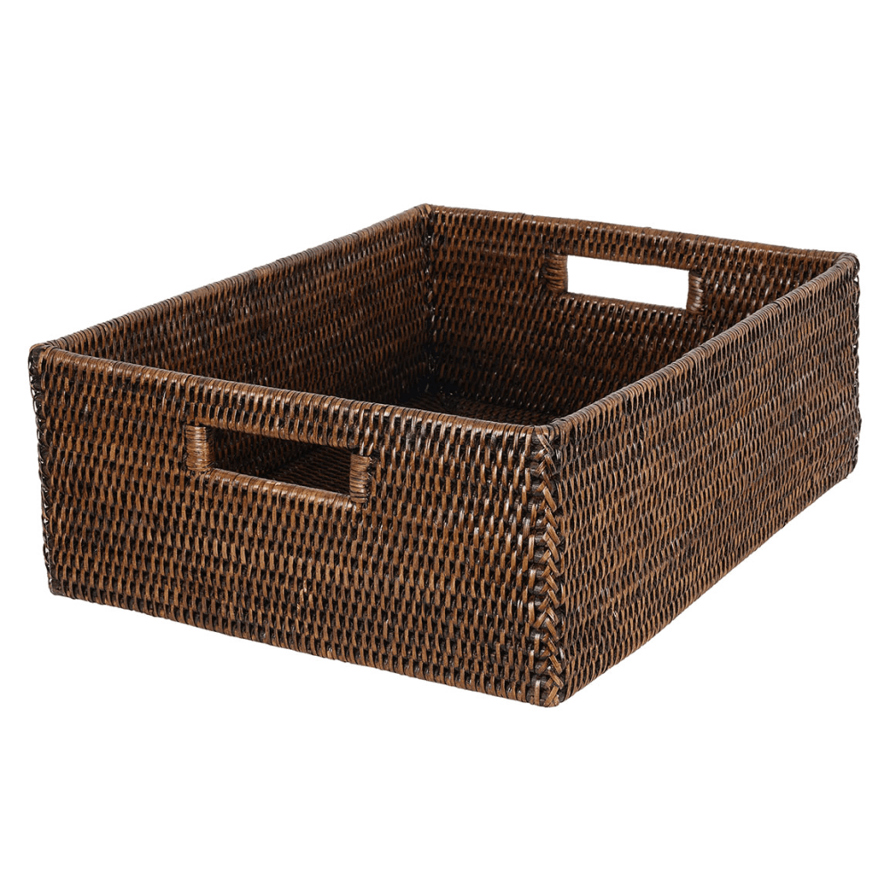 Rattan Rectangular Storage Basket, Brown