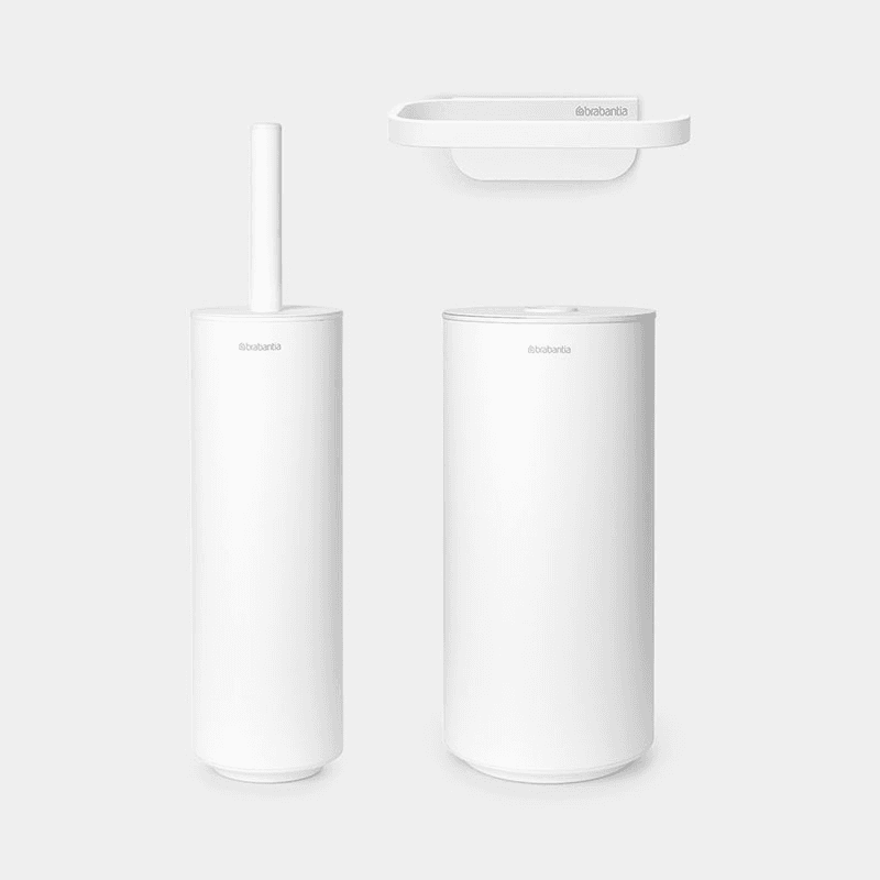 MindSet Set of 4 Toilet Accessories, Mineral Fresh White
