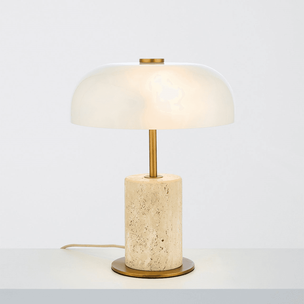 Porcini Marble Mini Table Lamp, Off White