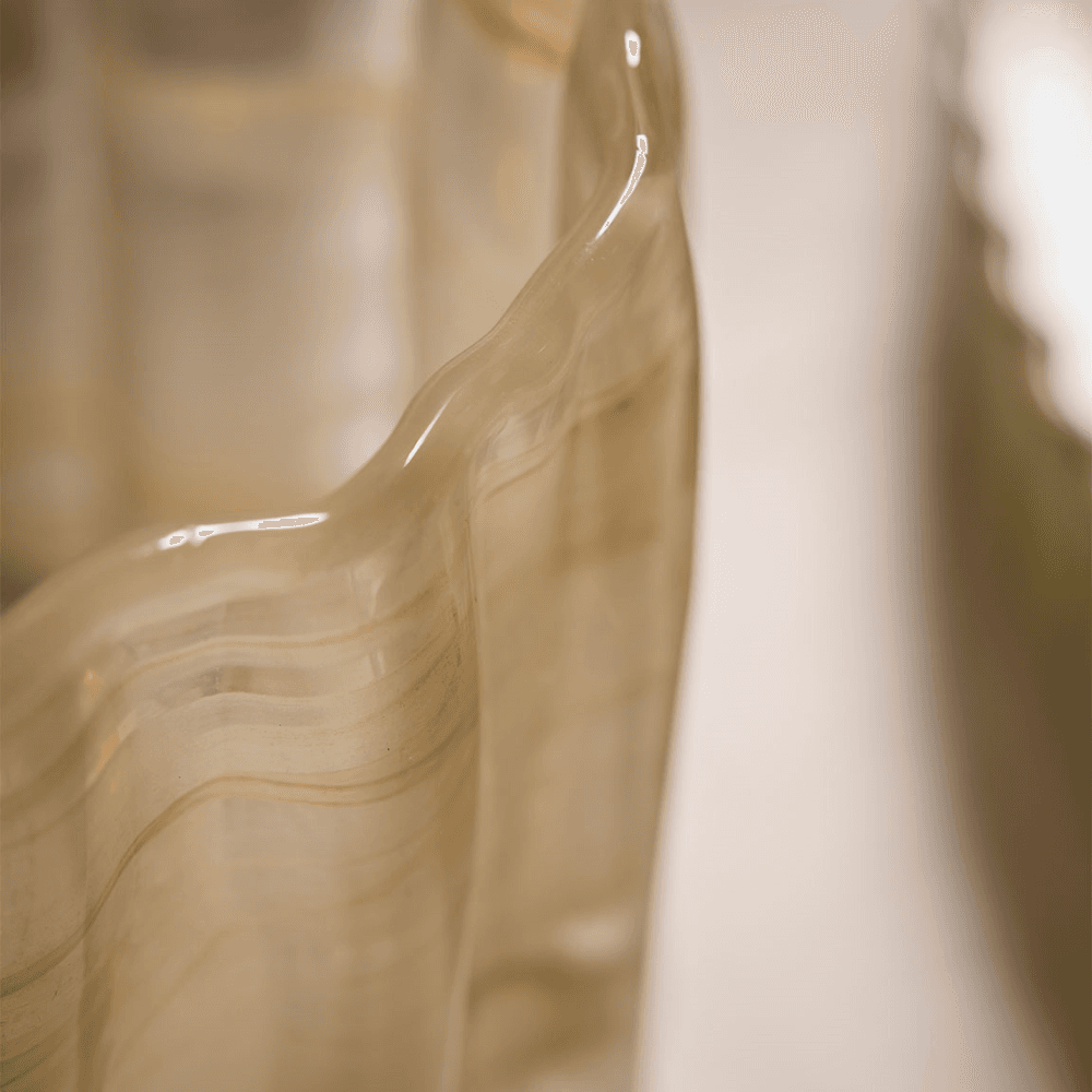 Two Swirly Glass Tealight Holders, Cream