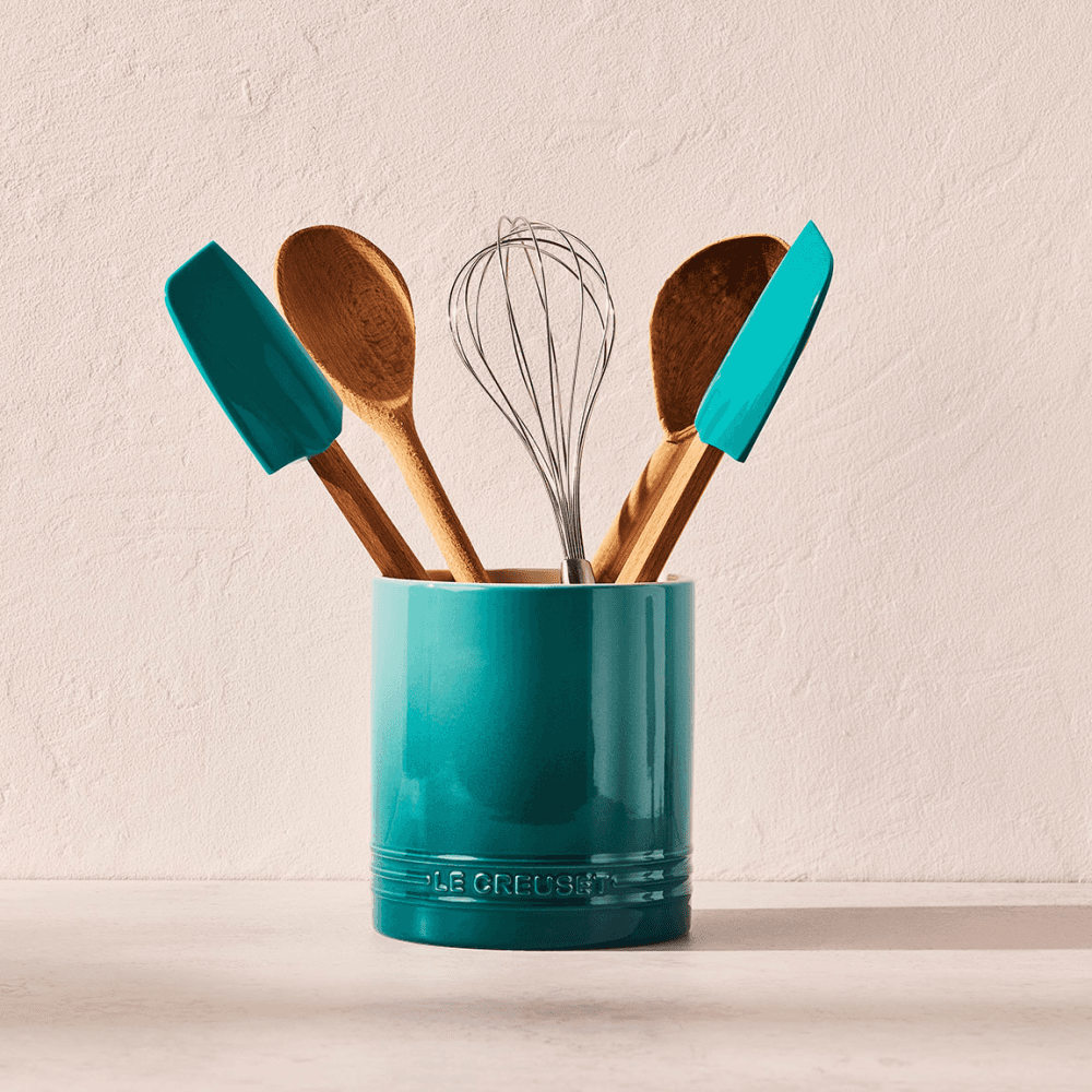 Stoneware Utensil Jar, Bleu Riviera