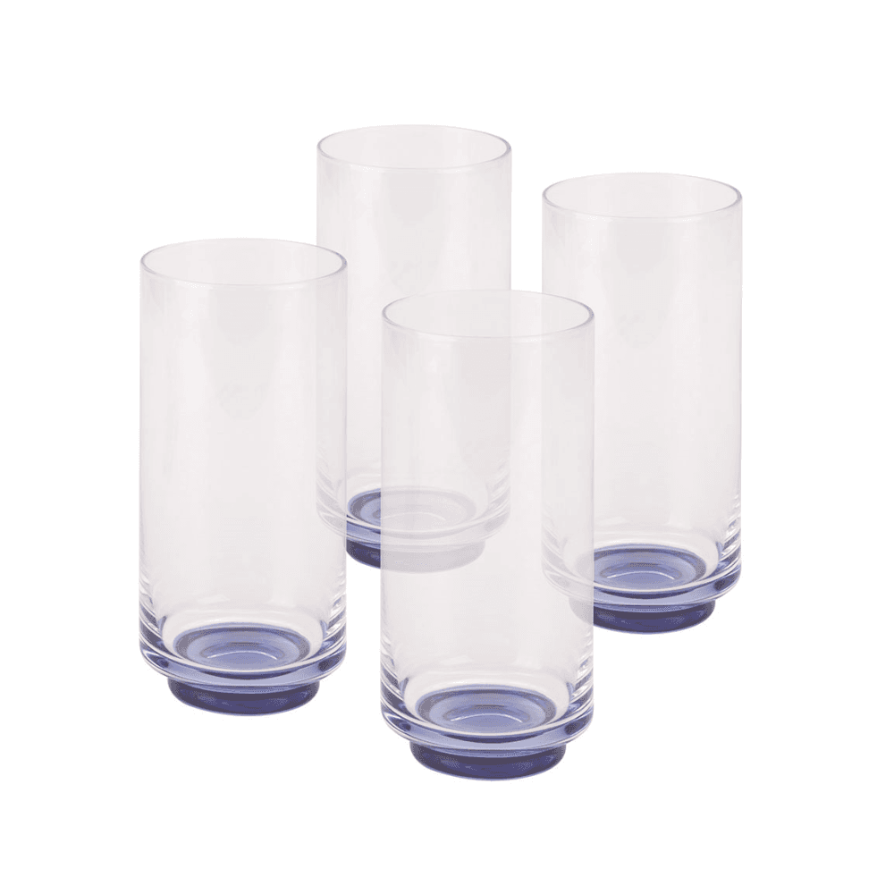 Modern Studio Set of 4 Hiball Glasses, Blue