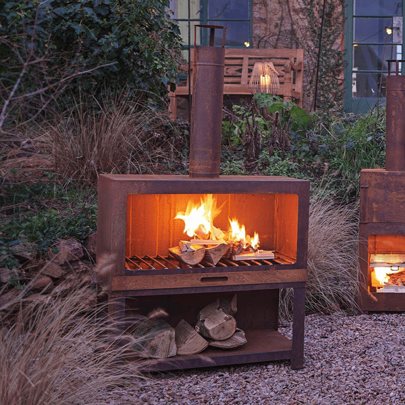 Outdoor Heater and wood store, Rust