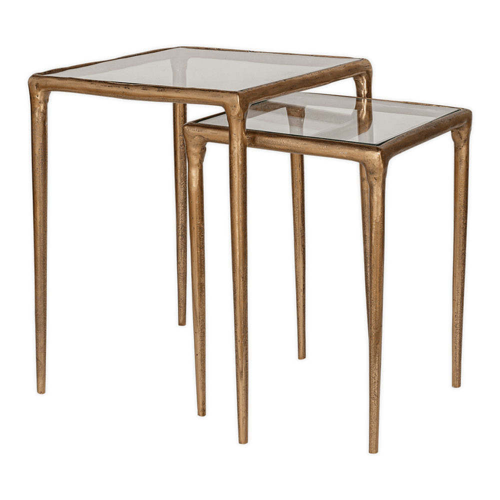 Gilasi Nesting Side Tables, Antique Brass