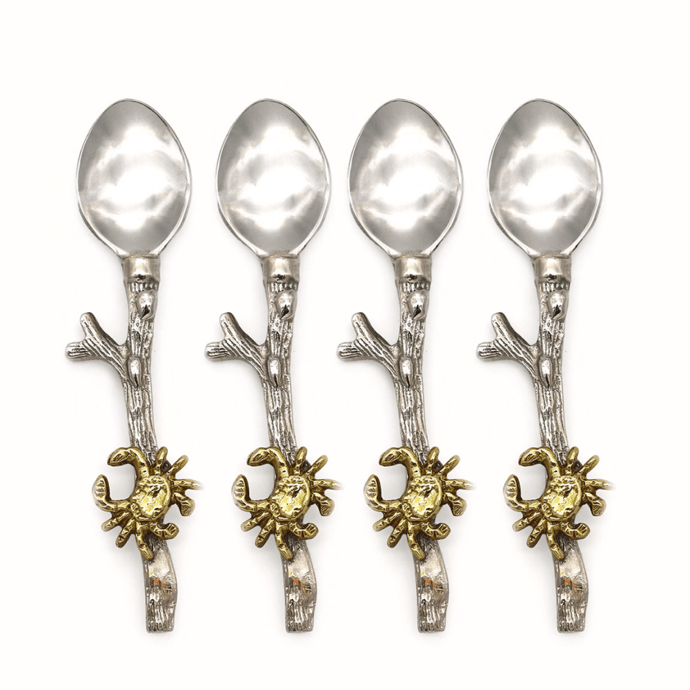 Crab Set of 4 Coffee Spoons, Silver