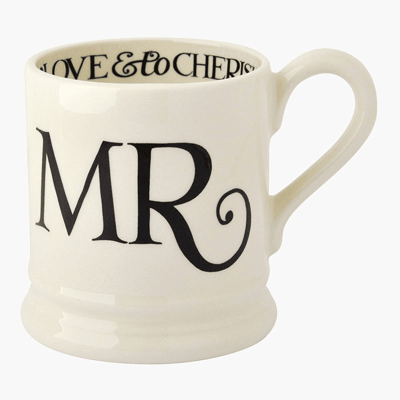 Black Toast Set of 2 Mr & Mrs Mugs, Cream