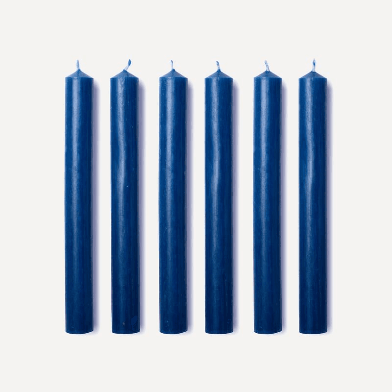 Lupin Set of 6 Dinner Candles, Dark Blue