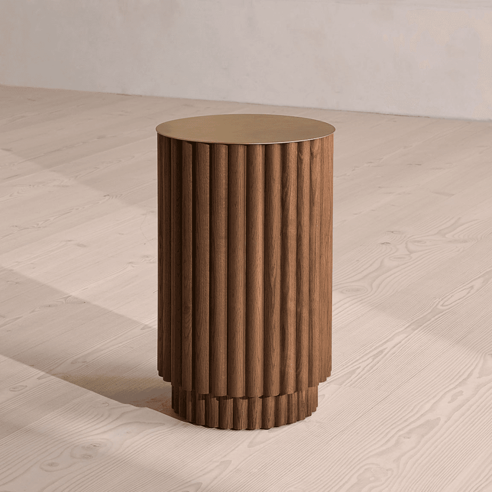 Barrel Side Table, Dark Oak