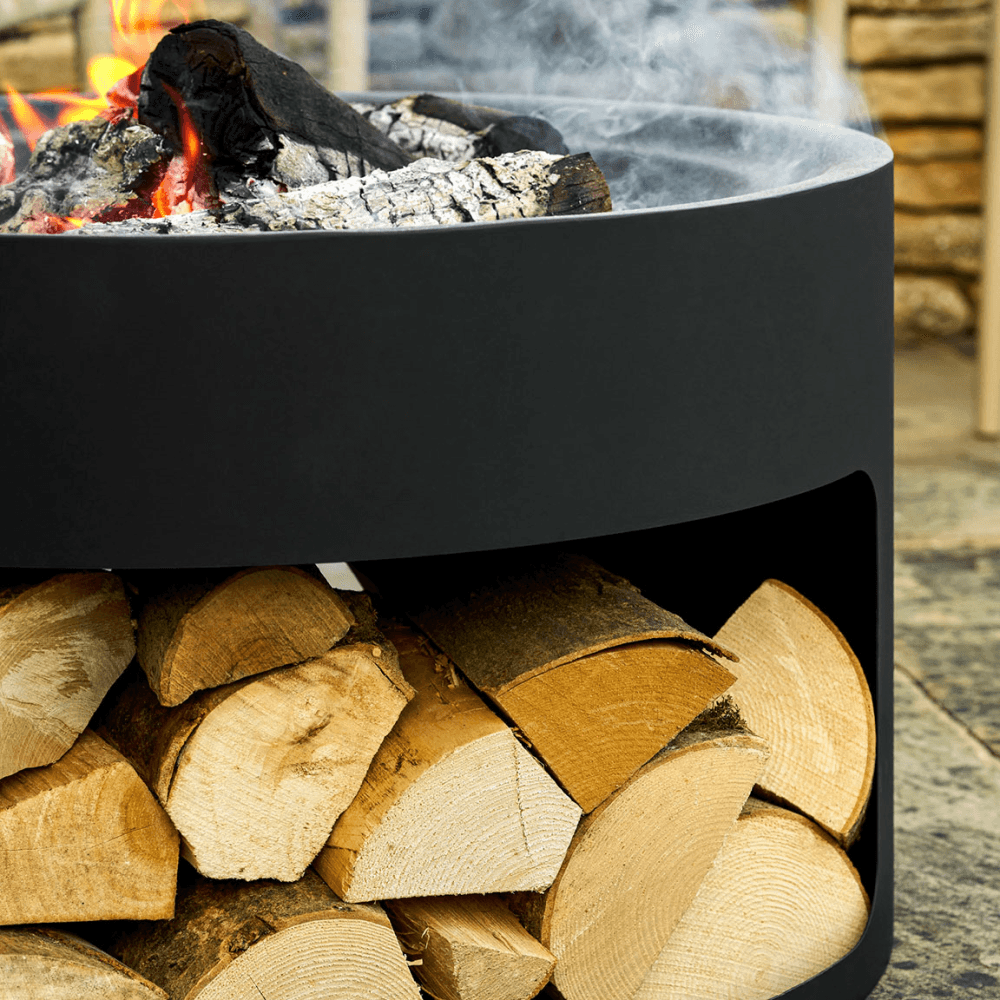 Sarsden  Round Fire Pit & Log Store, Steel