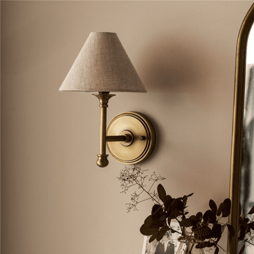 Image showing the Kelmscot Wall Light Linen Shade product.