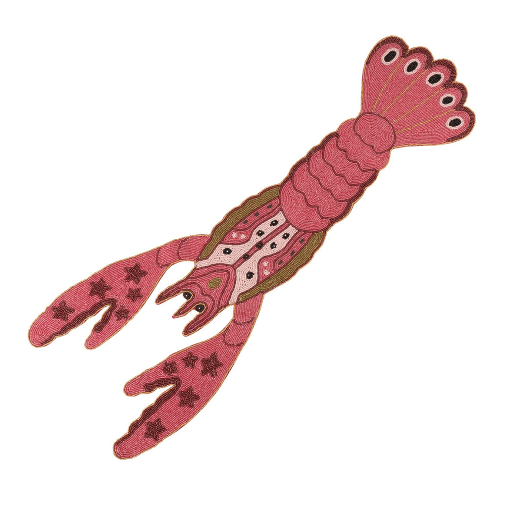 Beaded Lobster Table Runner, Red