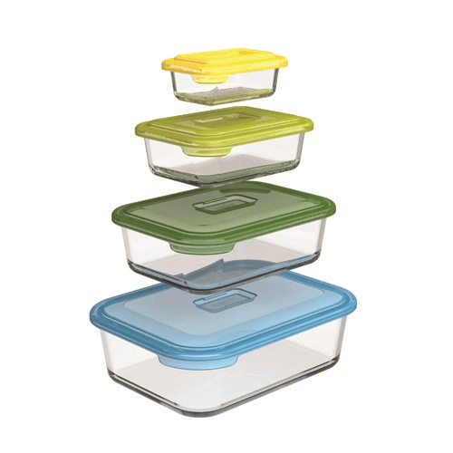 Nest 4 Piece Glass Storage Set, Clear
