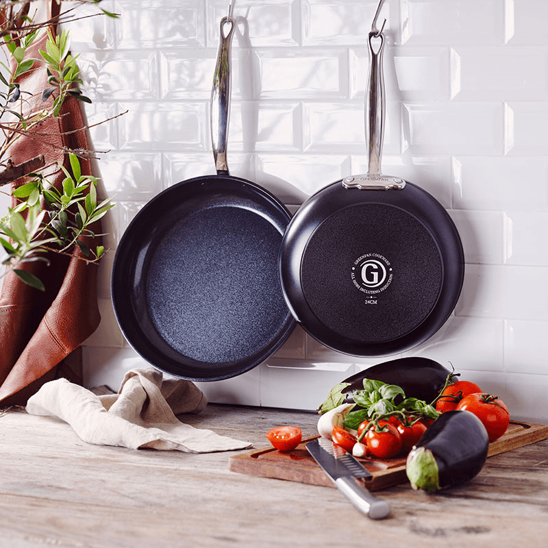 Barcelona Pro Non-Stick Frying Pan Set with Pan Protector Sheet, Black