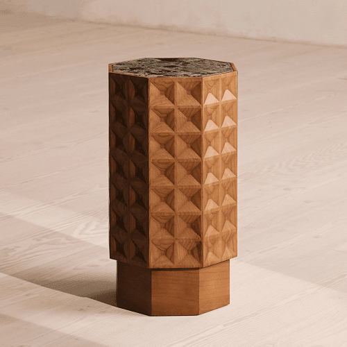 Image showing the Dante Side Table, Dark Emperador Marble product.