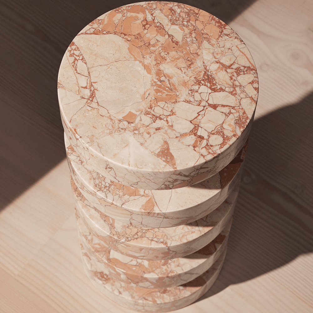 Nelson Side Table, Breccia Pernice Marble