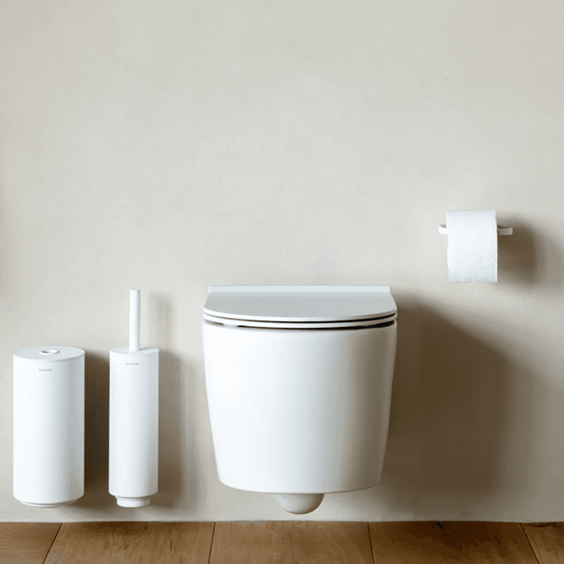 MindSet Set of 4 Toilet Accessories, Mineral Fresh White