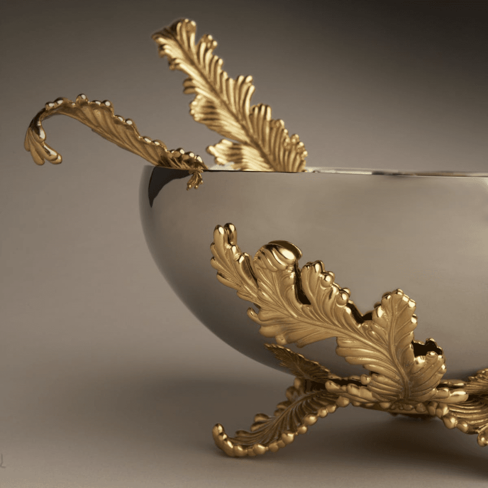 Lamina Serving set, Stainless Steel And 24k Gold Leaf Accents