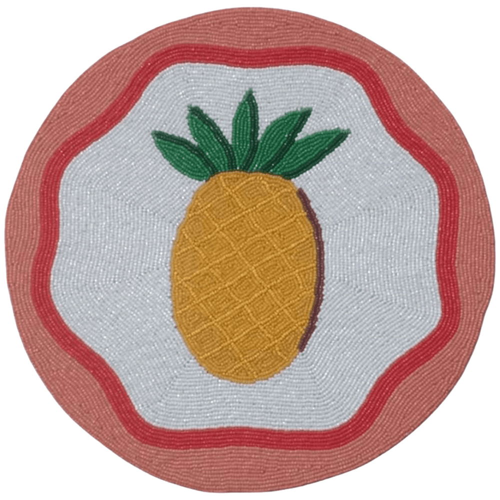 Pinapple Set of 2 Beaded Placemats, Orange
