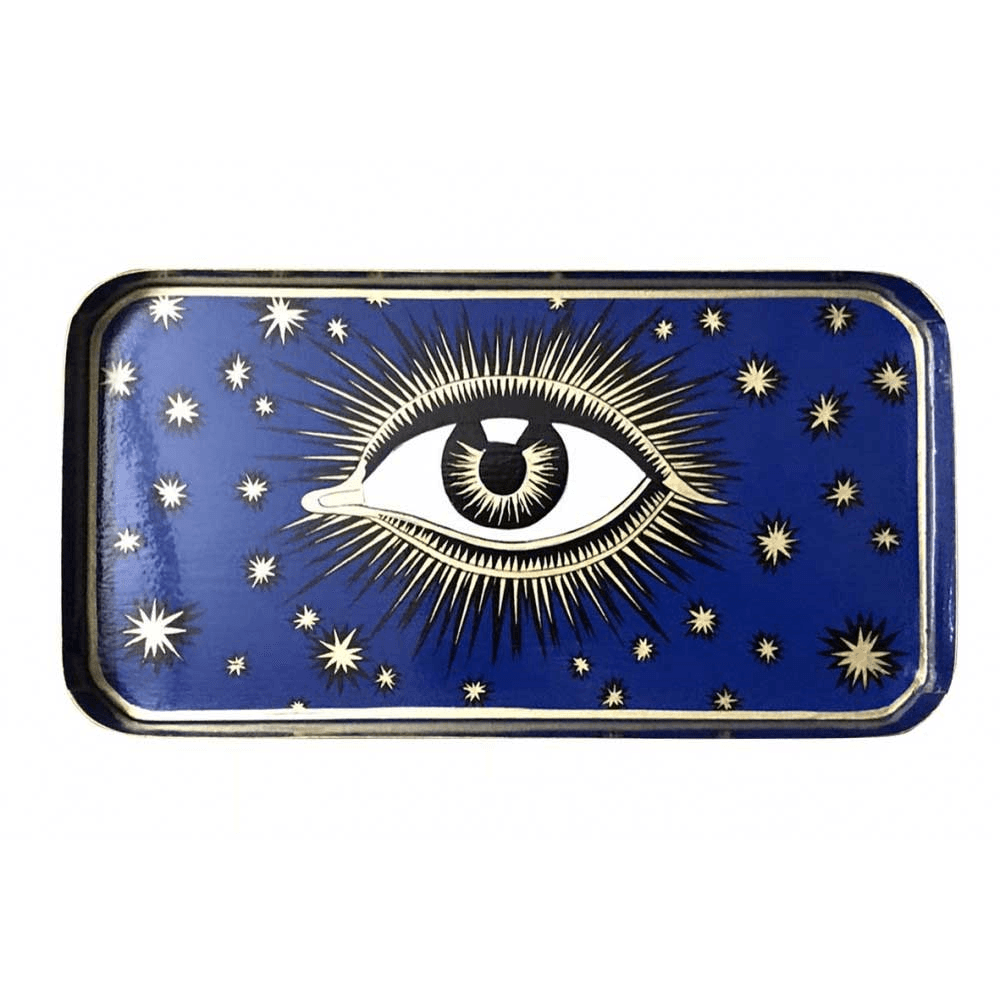 Eye Rectangular Handpainted Iron Tray