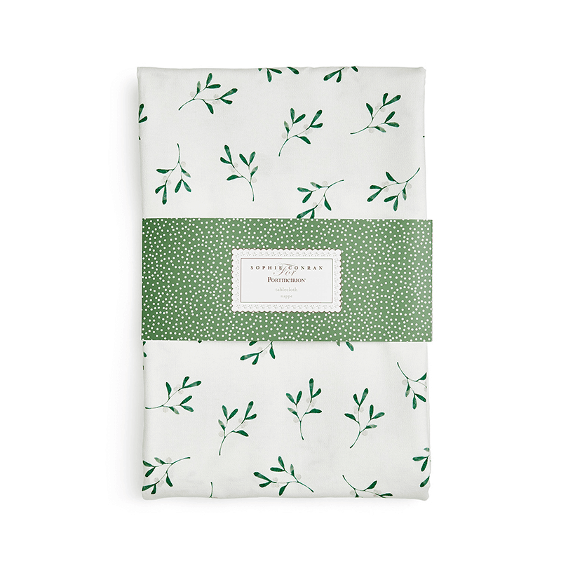 Mistletoe Tablecloth, White/Green