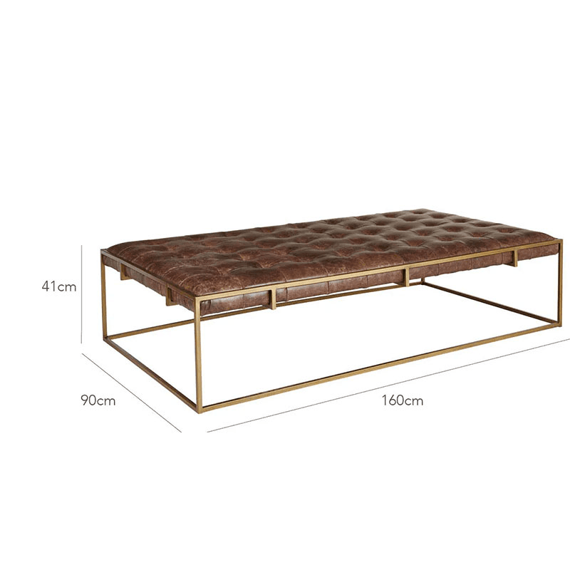 Wallace Coffee Table, Aged Hazelnut Leather