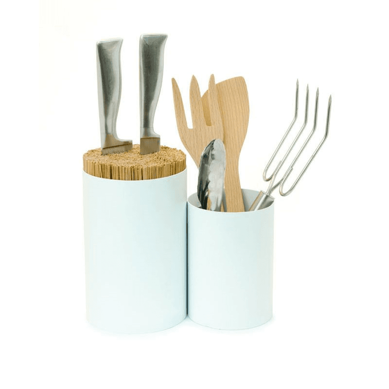 Knife and spoon, White/Bamboo