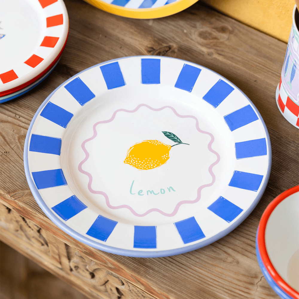 Bon appetit Enamel Plate, Lemon