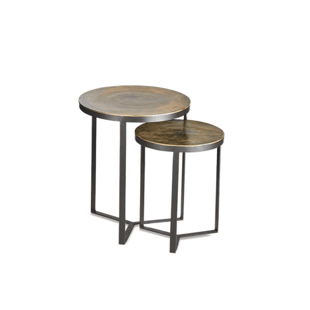 Maba Set of 2 nesting tables, Antique Brass