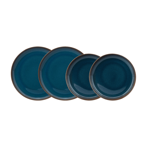 Image showing the Crafted Denim 4 Piece Dinnerware Set, Blue product.