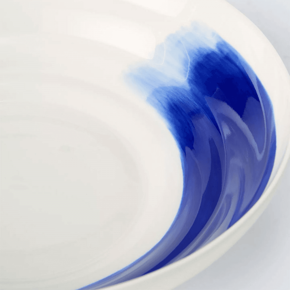 Harbour Serving Bowl, White & Blue