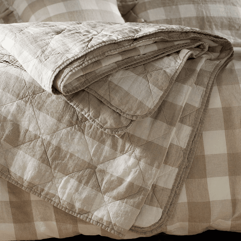 Gracie Gingham Throw, Natural