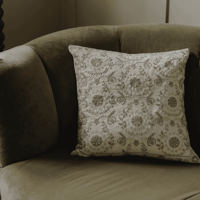 Suzani Garland Cushions, Eucalyptus