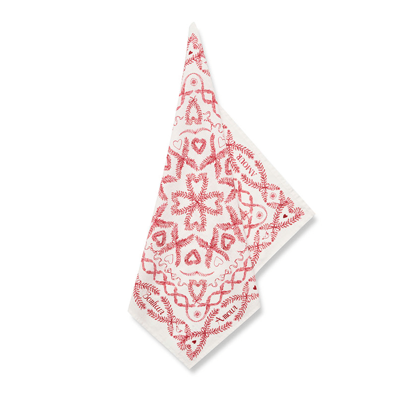 Amour Bonheur Linen Napkin, Red