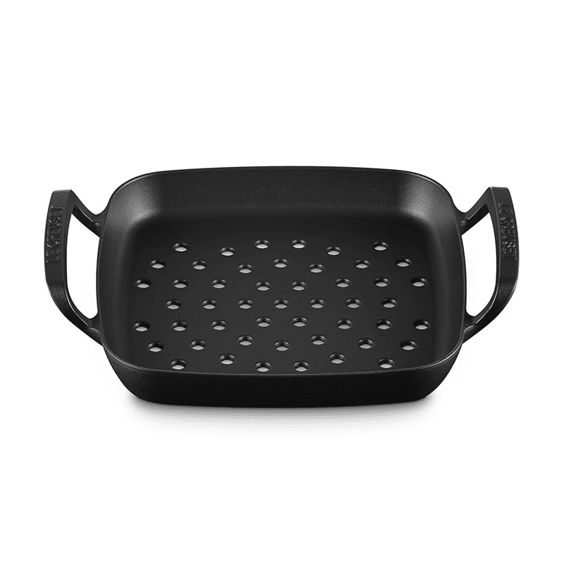 BBQ Square Grill Cooking Basket, Satin Black