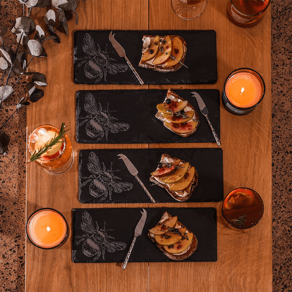 Bee Set of 4 Mini Cheese Board & Knives