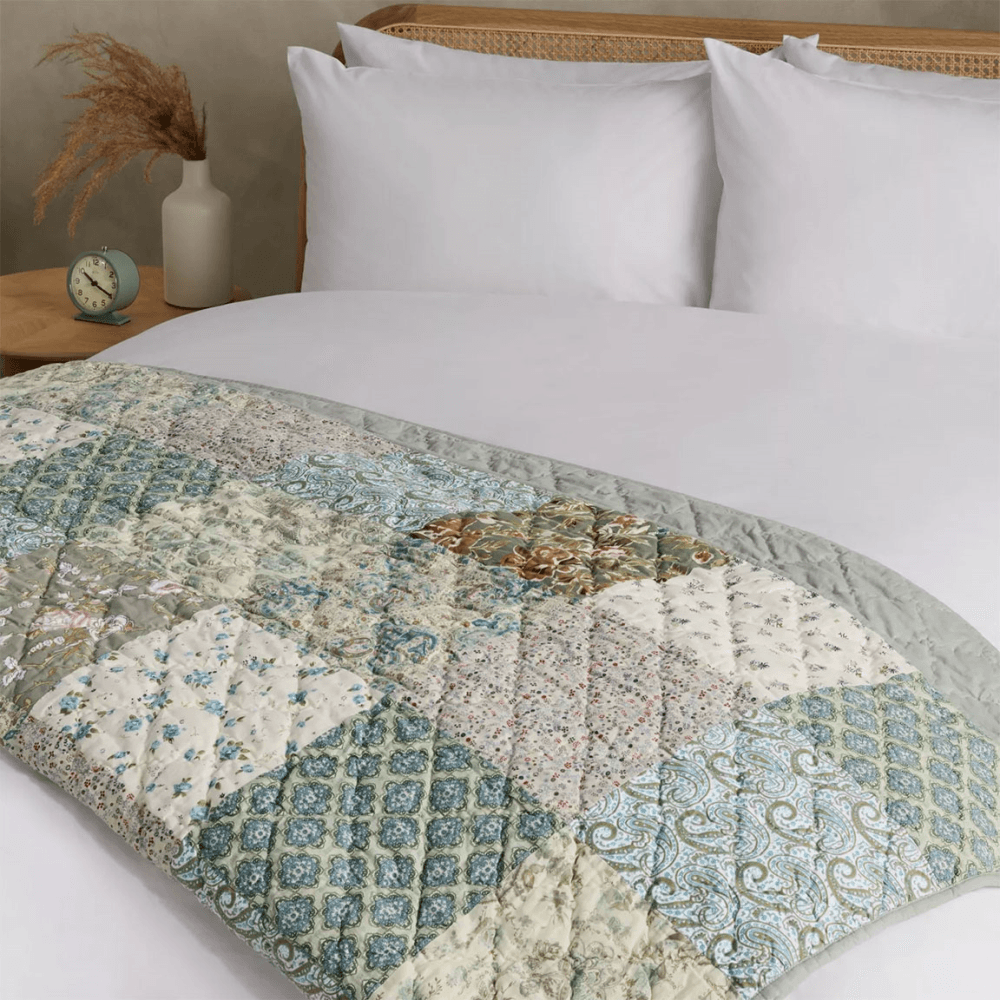 Tilly Patchwork Bedspread, Blue