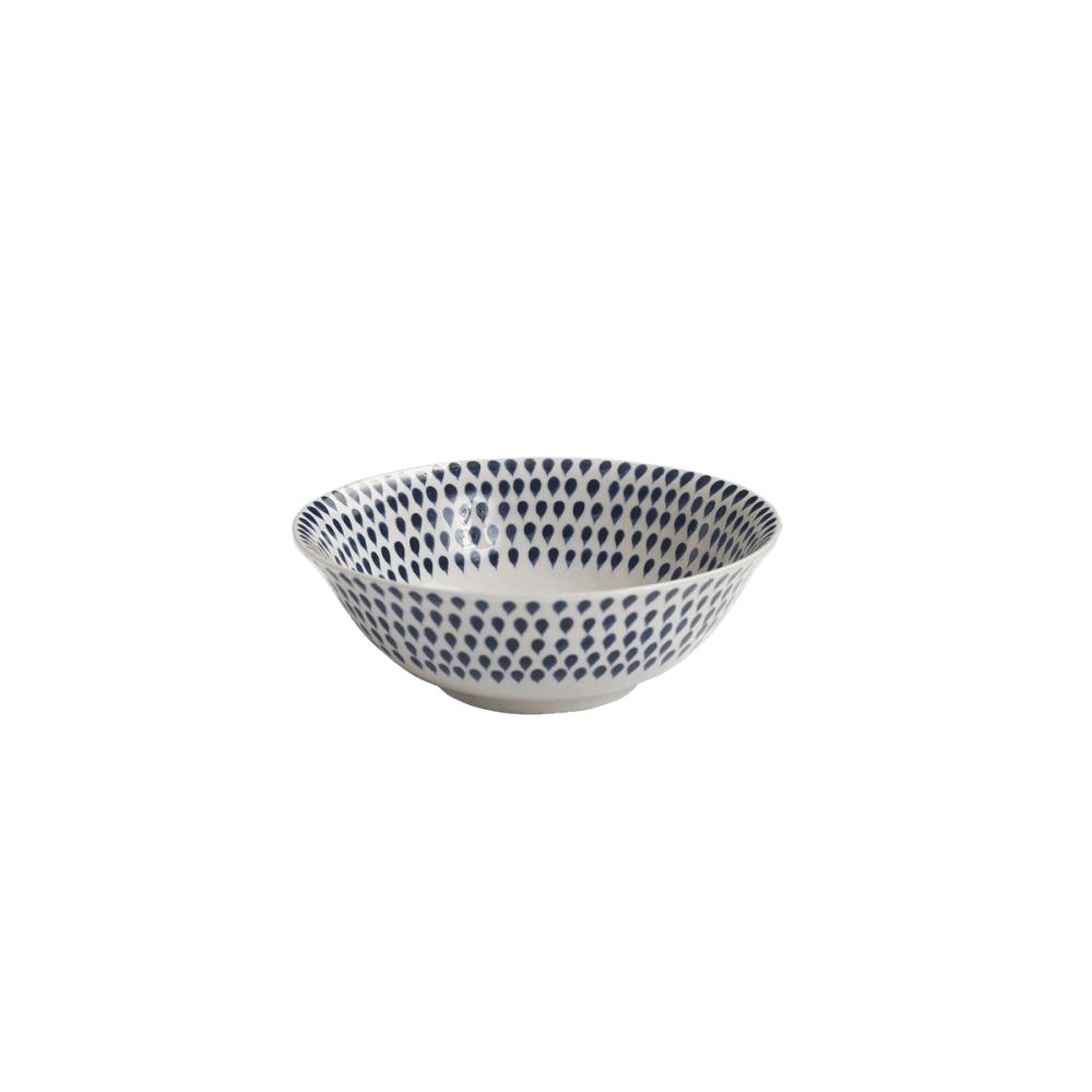 Indigo Drop Cereal Bowl, Cream & Blue