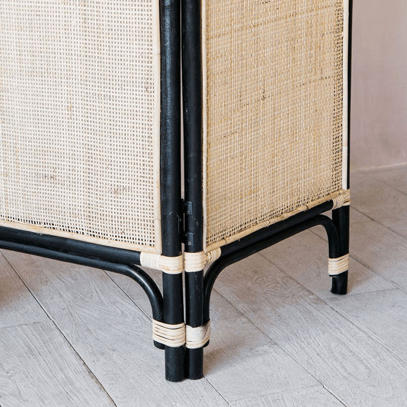 Rattan Screen, Black & Natural