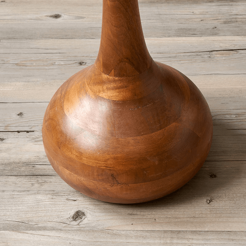 Toma Floor Lamp with Linen Drum Shade, Oiled Wood