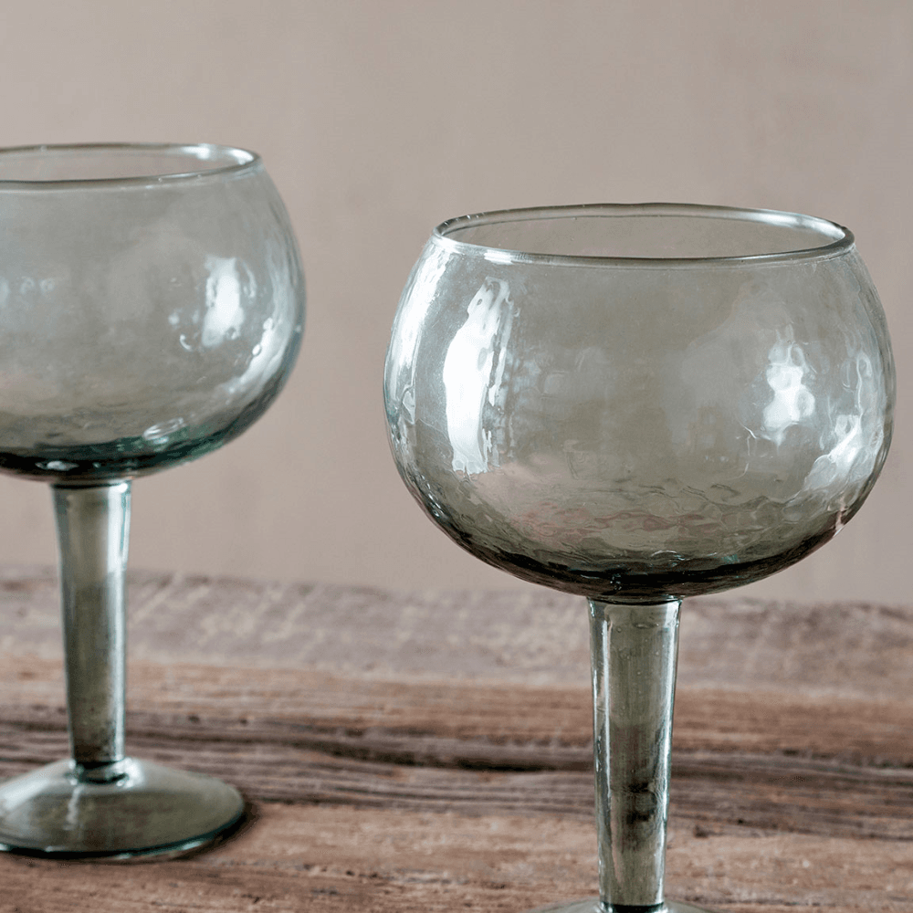 Yala Set of 2 Hammered Gin Glass, Sage Green