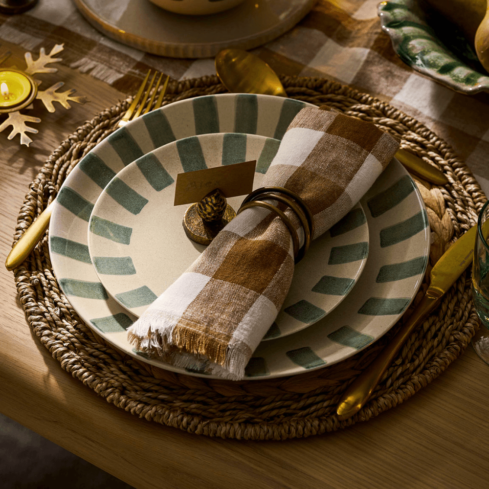 Cranwell Stripe Edge Side Plate, Fern
