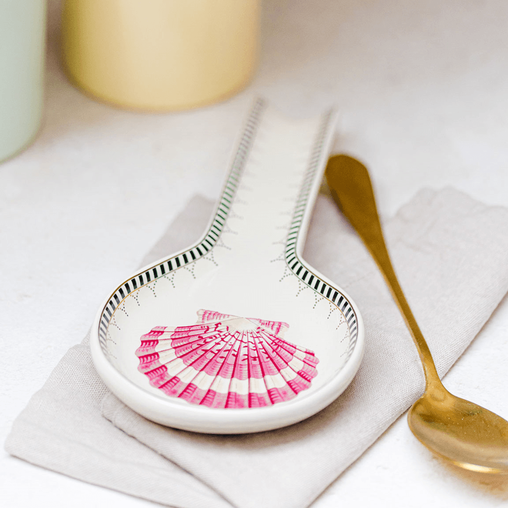 Shell Spoon Rest, Pink & White