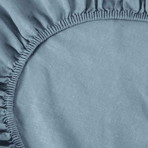 Image showing the Linen Blend Fitted Sheet, Dusk Blue product.