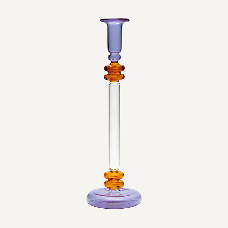 Bugle Candlestick, Purple & Amber