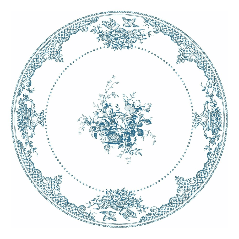 Les Dépareillées Bleu Fleurs Dinner plate, White/Blue